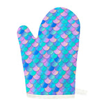 Pink Teal Mermaid Scales Pattern Print Single Oven Mitt