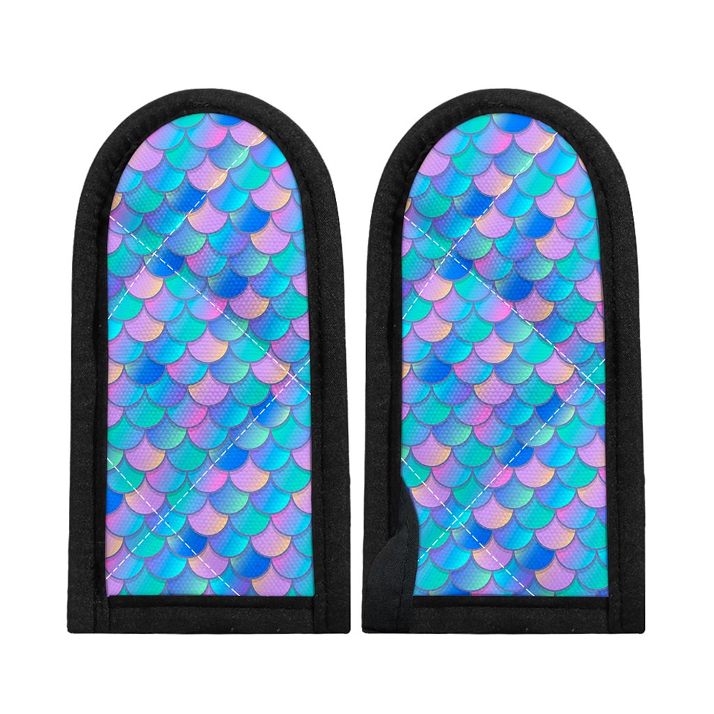 Pink Teal Mermaid Scales Pattern Print Skillet Handle Cover