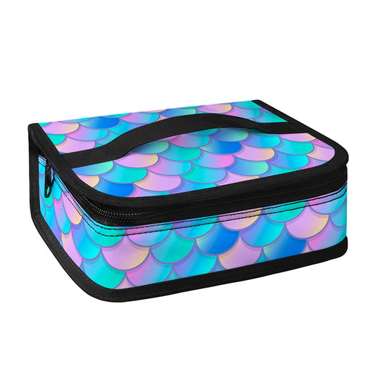 Pink Teal Mermaid Scales Pattern Print Small Lunch Bag