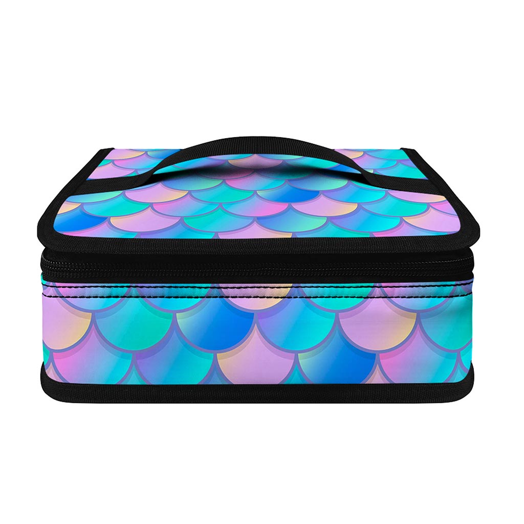 Pink Teal Mermaid Scales Pattern Print Small Lunch Bag