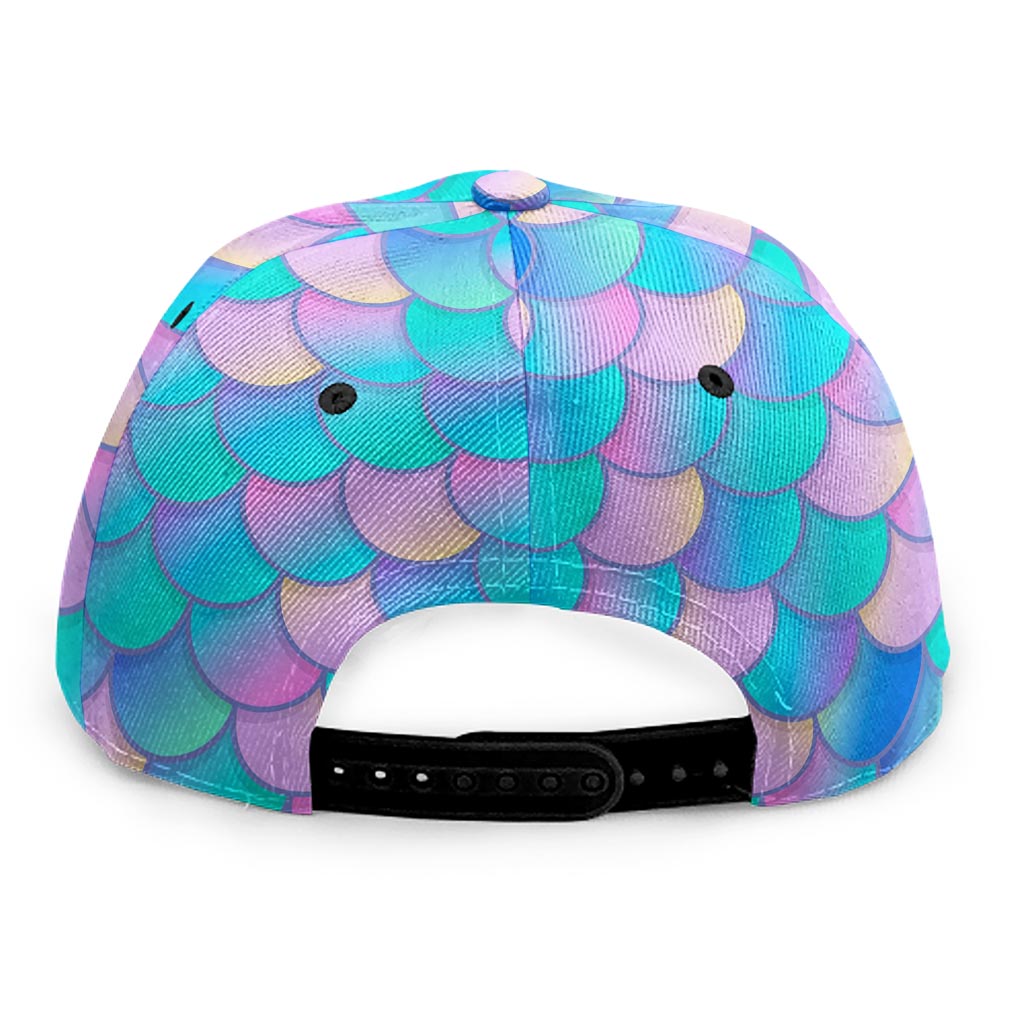 Pink Teal Mermaid Scales Pattern Print Snapback Cap