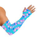 Pink Teal Mermaid Scales Pattern Print Sun Protection Arm Sleeves