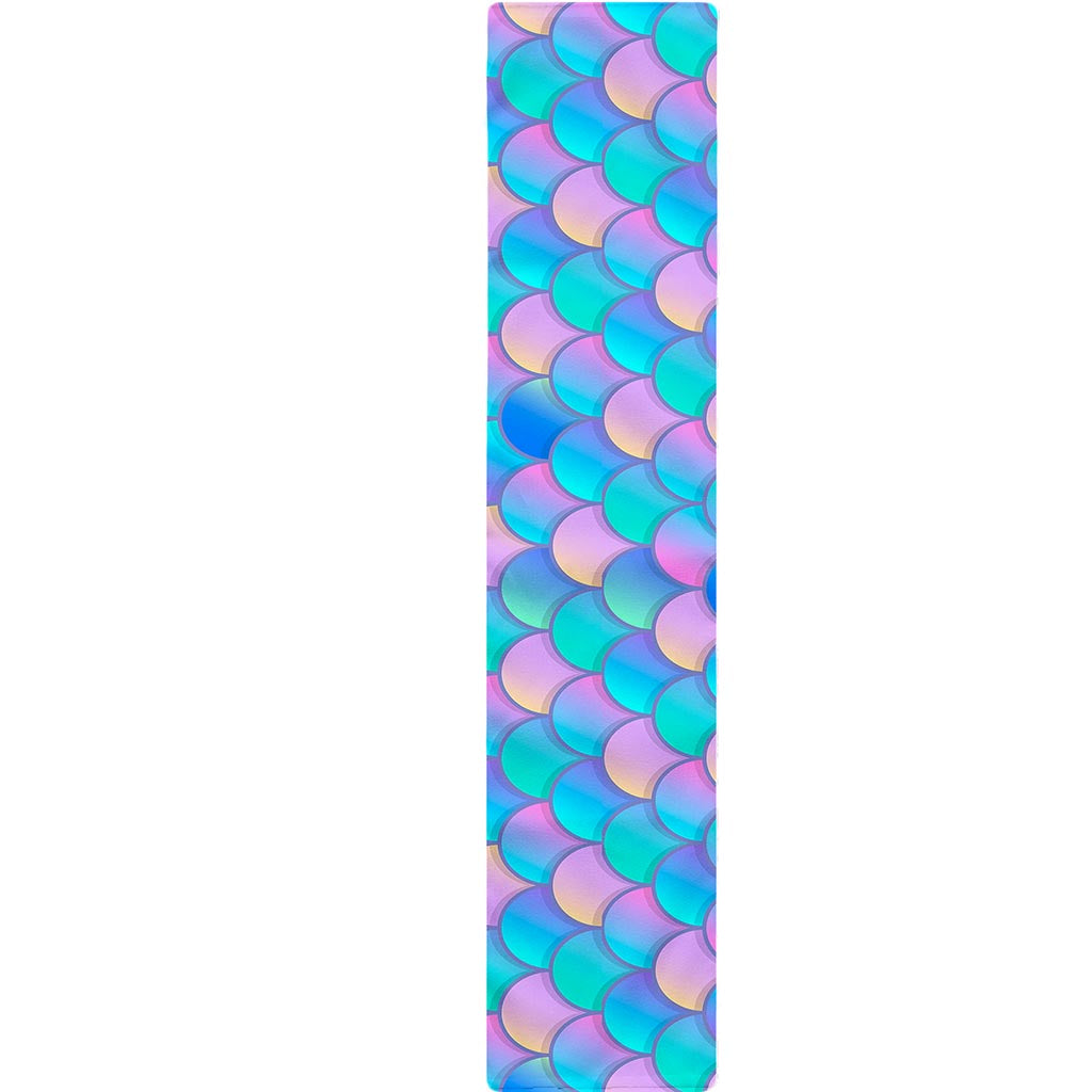 Pink Teal Mermaid Scales Pattern Print Table Runner