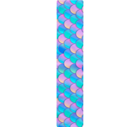 Pink Teal Mermaid Scales Pattern Print Table Runner