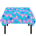 Pink Teal Mermaid Scales Pattern Print Tablecloth