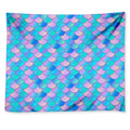 Pink Teal Mermaid Scales Pattern Print Tapestry