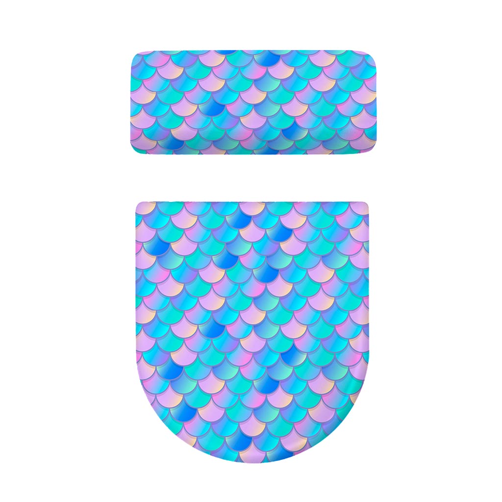 Pink Teal Mermaid Scales Pattern Print Toilet Lid And Tank Cover Set