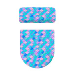 Pink Teal Mermaid Scales Pattern Print Toilet Lid And Tank Cover Set