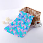 Pink Teal Mermaid Scales Pattern Print Towel