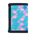 Pink Teal Mermaid Scales Pattern Print Trifold Wallet