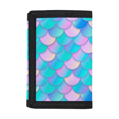 Pink Teal Mermaid Scales Pattern Print Trifold Wallet