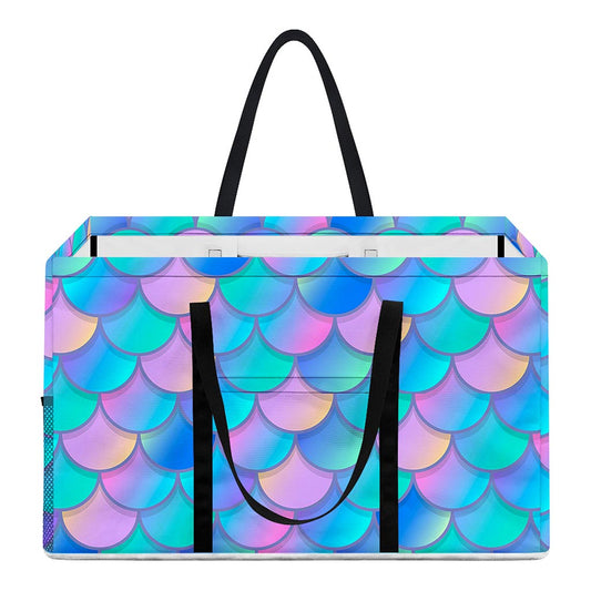 Pink Teal Mermaid Scales Pattern Print Utility Tote Bag