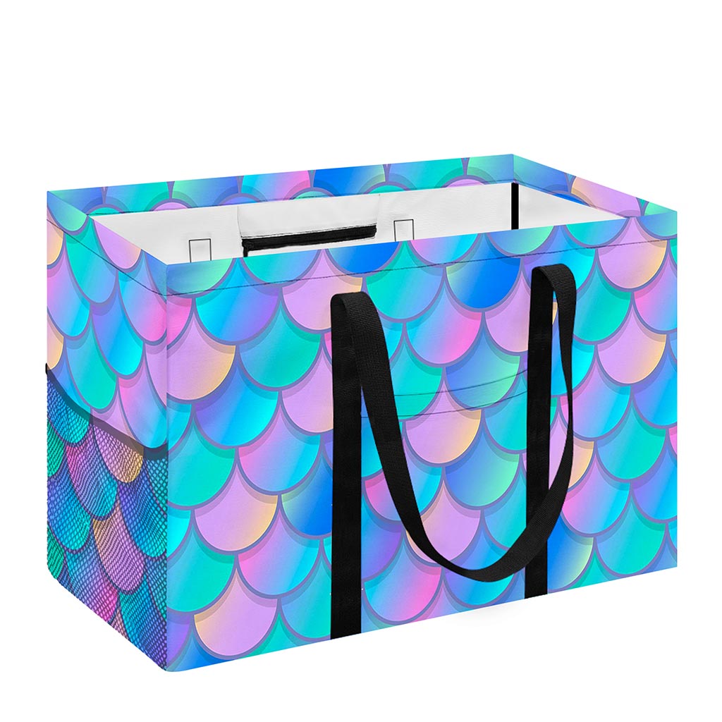 Pink Teal Mermaid Scales Pattern Print Utility Tote Bag
