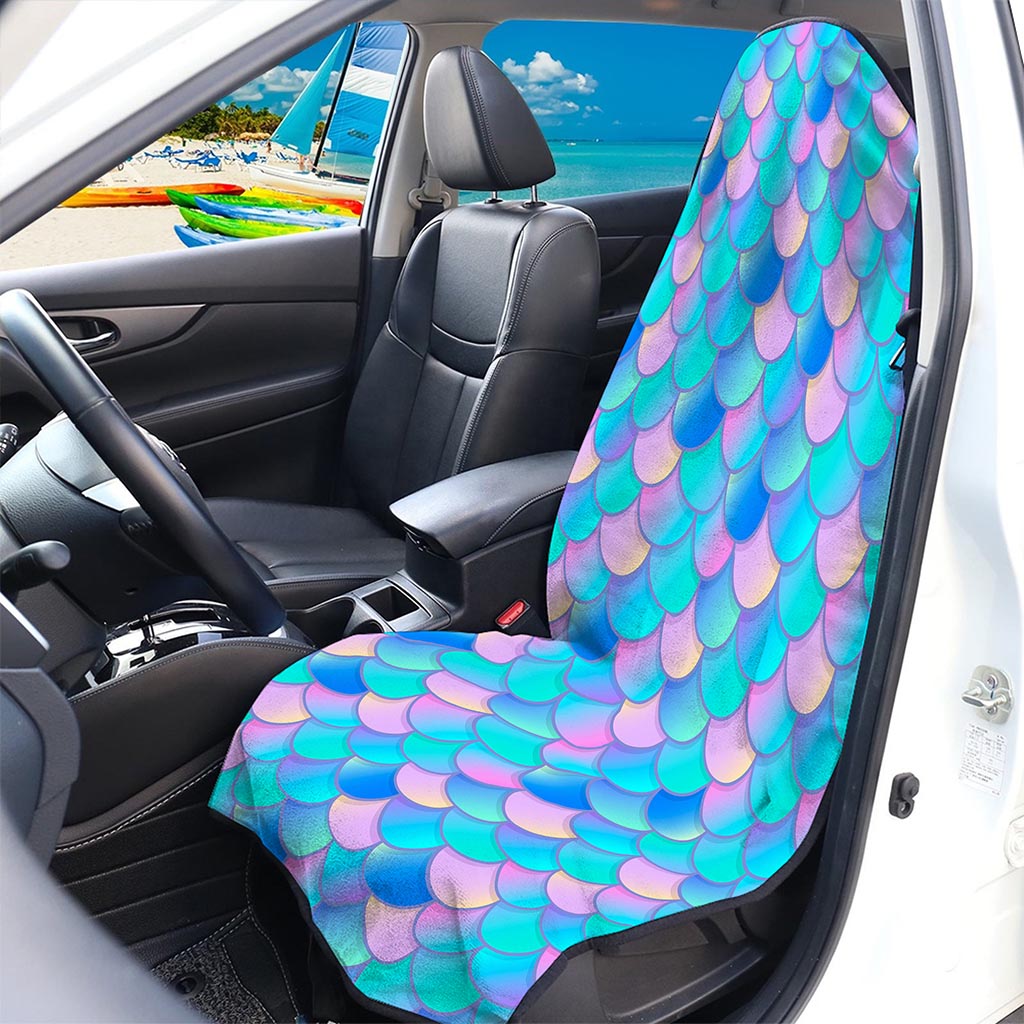 Pink Teal Mermaid Scales Pattern Print Waterproof Car Seat Cover