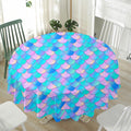 Pink Teal Mermaid Scales Pattern Print Waterproof Round Tablecloth