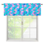 Pink Teal Mermaid Scales Pattern Print Window Valance