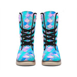 Pink Teal Mermaid Scales Pattern Print Winter Boots