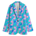 Pink Teal Mermaid Scales Pattern Print Women's Blazer