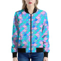 Pink Teal Mermaid Scales Pattern Print Women's Bomber Jacket