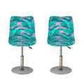 Pink Teal Tropical Leaf Pattern Print Bar Stool Covers