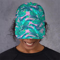 Pink Teal Tropical Leaf Pattern Print Baseball Cap