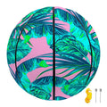 Pink Teal Tropical Leaf Pattern Print Basketball