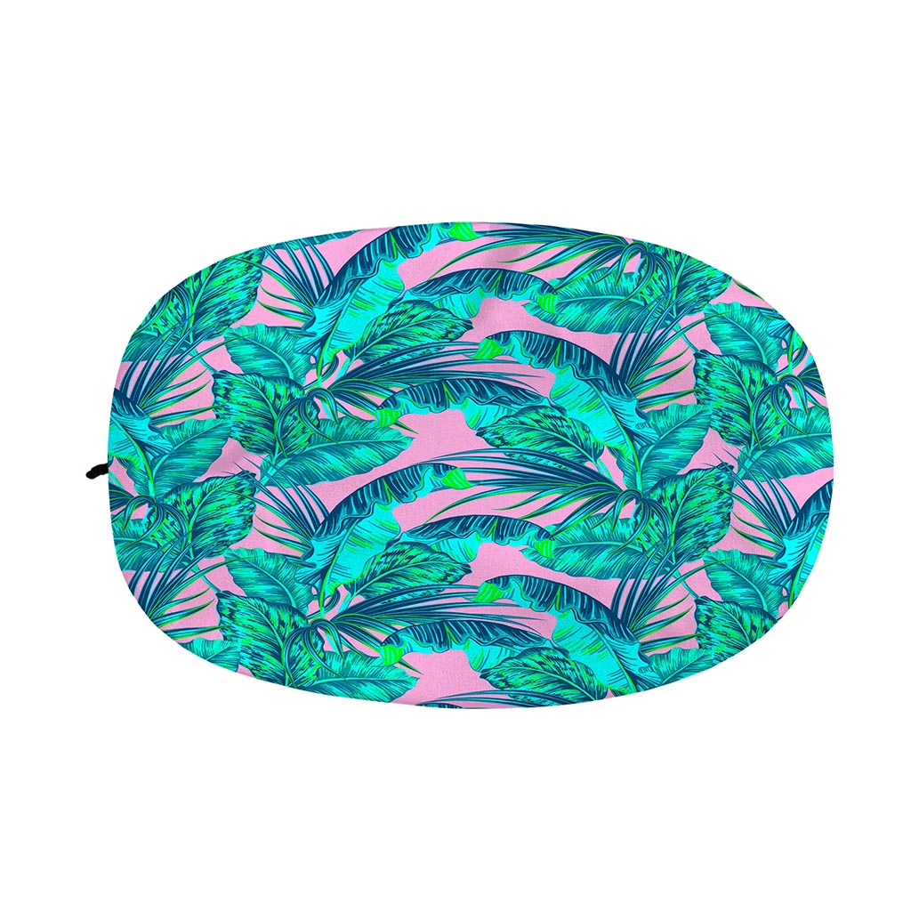 Pink Teal Tropical Leaf Pattern Print Car Side Mirror Covers