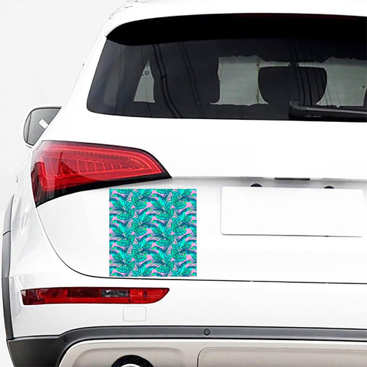 Pink Teal Tropical Leaf Pattern Print Car Sticker