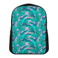 Pink Teal Tropical Leaf Pattern Print Casual Backpack