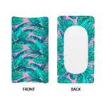 Pink Teal Tropical Leaf Pattern Print Changing Pad Cover