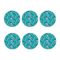 Pink Teal Tropical Leaf Pattern Print Coaster Set