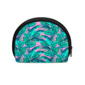 Pink Teal Tropical Leaf Pattern Print Coin Purse