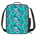 Pink Teal Tropical Leaf Pattern Print Crossbody Lunch Bag