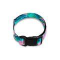 Pink Teal Tropical Leaf Pattern Print Dog Collar