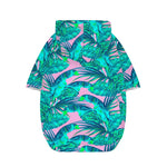 Pink Teal Tropical Leaf Pattern Print Dog Zip Up Hoodie