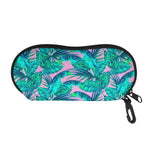 Pink Teal Tropical Leaf Pattern Print Glasses Case