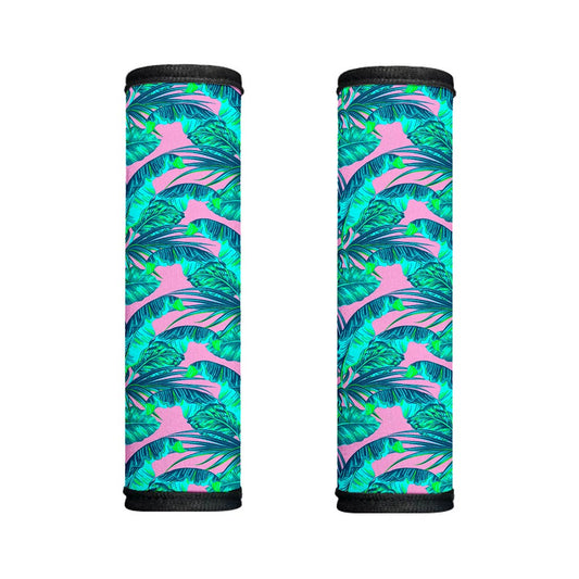 Pink Teal Tropical Leaf Pattern Print Handle Covers