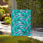 Pink Teal Tropical Leaf Pattern Print House Flag