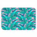 Pink Teal Tropical Leaf Pattern Print Indoor Door Mat