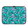 Pink Teal Tropical Leaf Pattern Print Laptop Sleeve