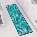 Pink Teal Tropical Leaf Pattern Print Long Kitchen Mat