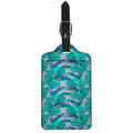 Pink Teal Tropical Leaf Pattern Print Luggage Tag