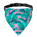 Pink Teal Tropical Leaf Pattern Print Over The Collar Dog Bandana