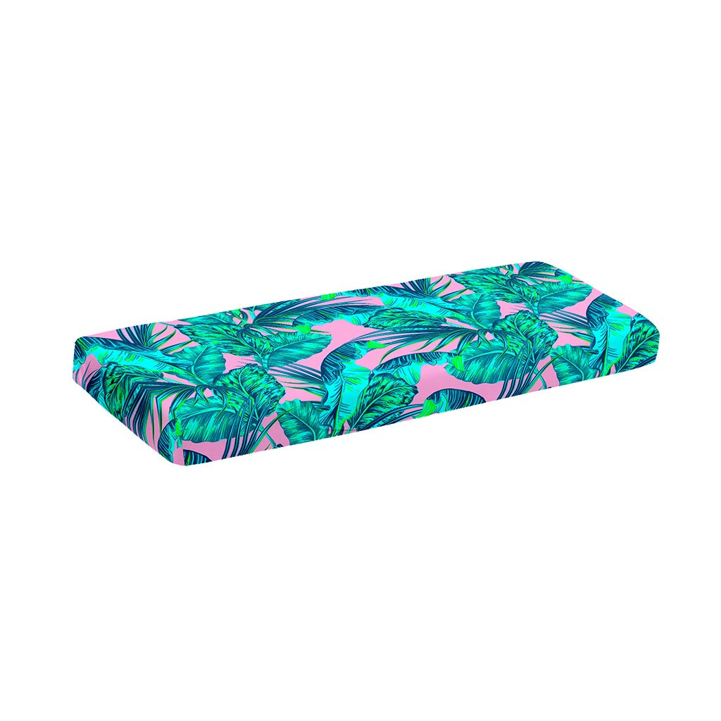 Pink Teal Tropical Leaf Pattern Print Piano Keyboard Cover