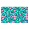 Pink Teal Tropical Leaf Pattern Print Polyester Doormat
