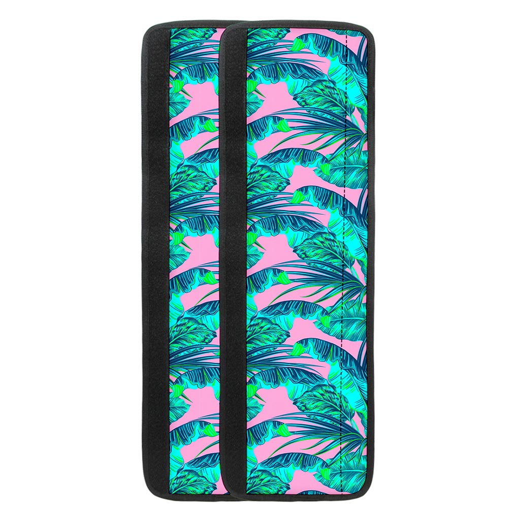 Pink Teal Tropical Leaf Pattern Print Refrigerator Handle Covers