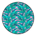 Pink Teal Tropical Leaf Pattern Print Round Floor Mat
