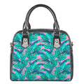Pink Teal Tropical Leaf Pattern Print Shoulder Handbag