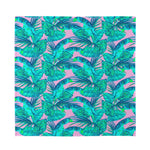 Pink Teal Tropical Leaf Pattern Print Silk Bandana