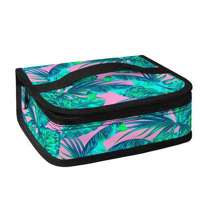 Pink Teal Tropical Leaf Pattern Print Small Lunch Bag